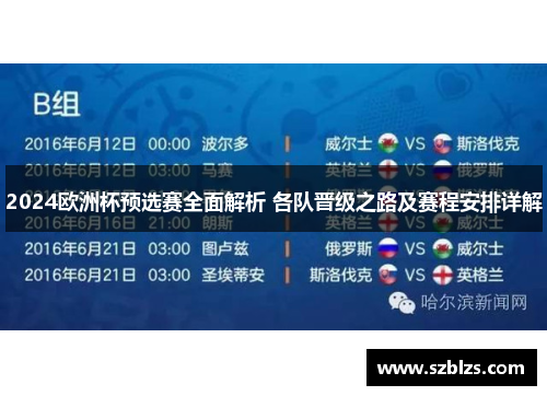 2024欧洲杯预选赛全面解析 各队晋级之路及赛程安排详解